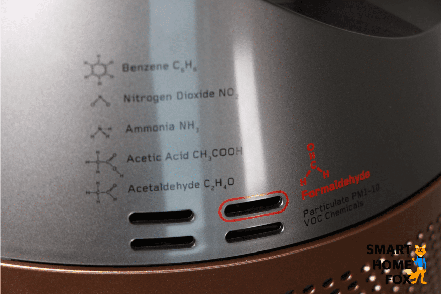 Hinter den Schlitzen befinden sich die Sensoren zur Messung der Luftqualität vom Dyson Purifier Humidify+Cool Formaldehyd PH04